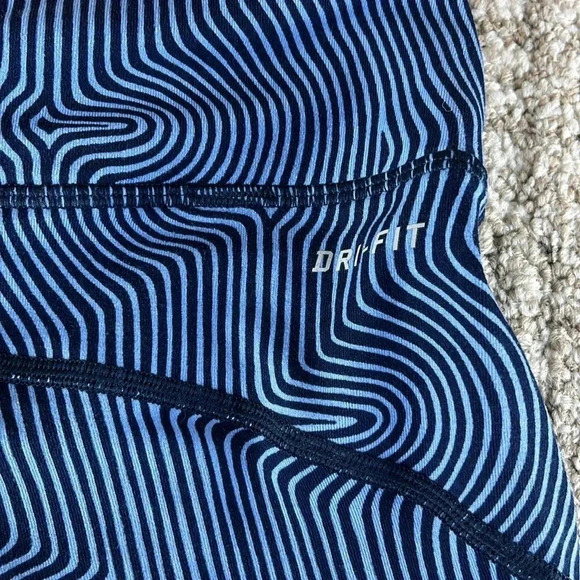 Nike Dri Fit Running Capri Leggings Blue Black - Picture 7 of 9